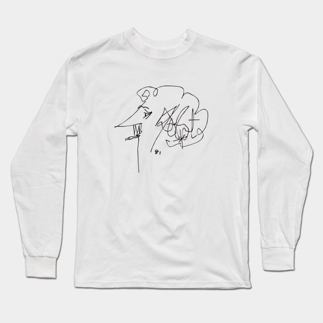 Kurt Vonnegut Self-Portrait Long Sleeve T-Shirt by grekhov